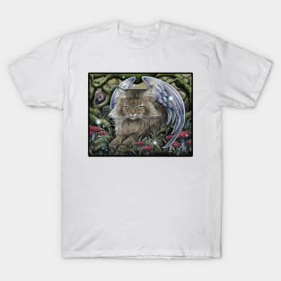 Cat Forest Spirit - Black Outlined Version T-Shirt